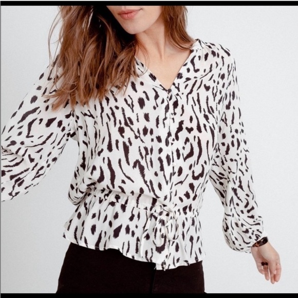 Rails Marti Ivory Cheetah Blouse Rayon - Picture 2 of 8